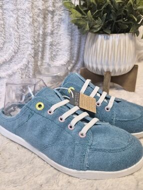 Vionic Beach Breeze Sneaker Terry Cloth Turquoise Blue Slip On Mule Sz 8